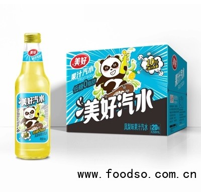 美好果汁汽水碳酸飲料鳳梨味358ml×20瓶