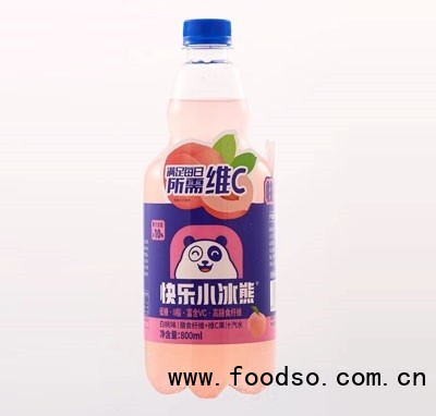 快樂(lè)小冰熊白桃味膳食纖維+維C果汁汽水800ml